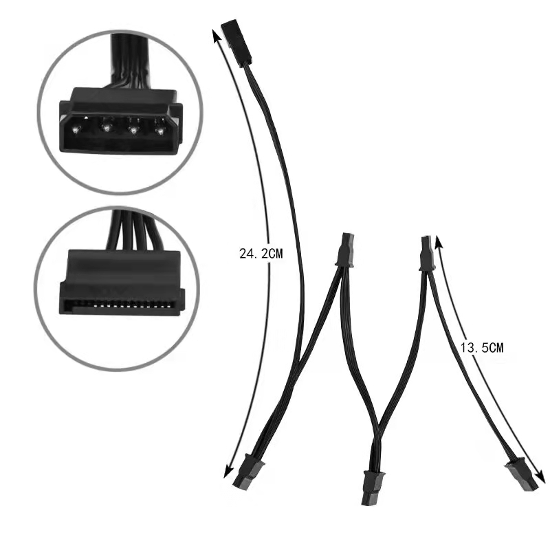 电脑大4pin IDE转SATA一分5多接口硬盘供电线电源线一拖五SATA-图2