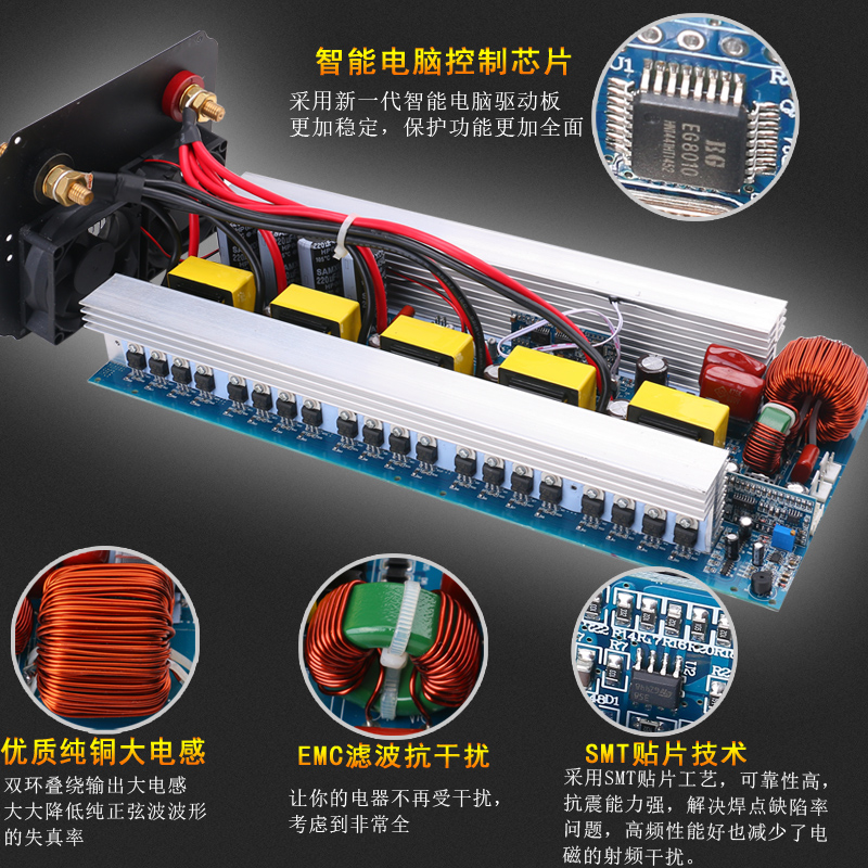 希耐特3000W2000W1000W纯正弦波逆变器噐12V24V48V转220V车载家用 - 图1