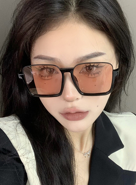 mlc方形复古男女通用黑茶色大框