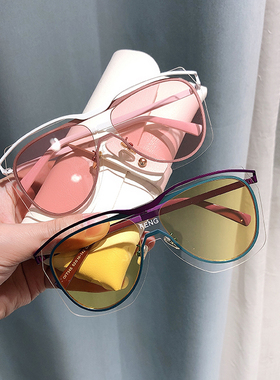 圆脸个性风连体大框白色太阳镜