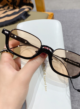 gm个性风半框茶色防蓝光太阳镜