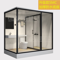 Overall shower room one-piece toilet dry and wet separation glass partition bathroom Rural toilet integrated shower bath