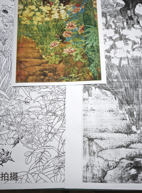 宋赵昌岁朝图山水花鸟白描稿