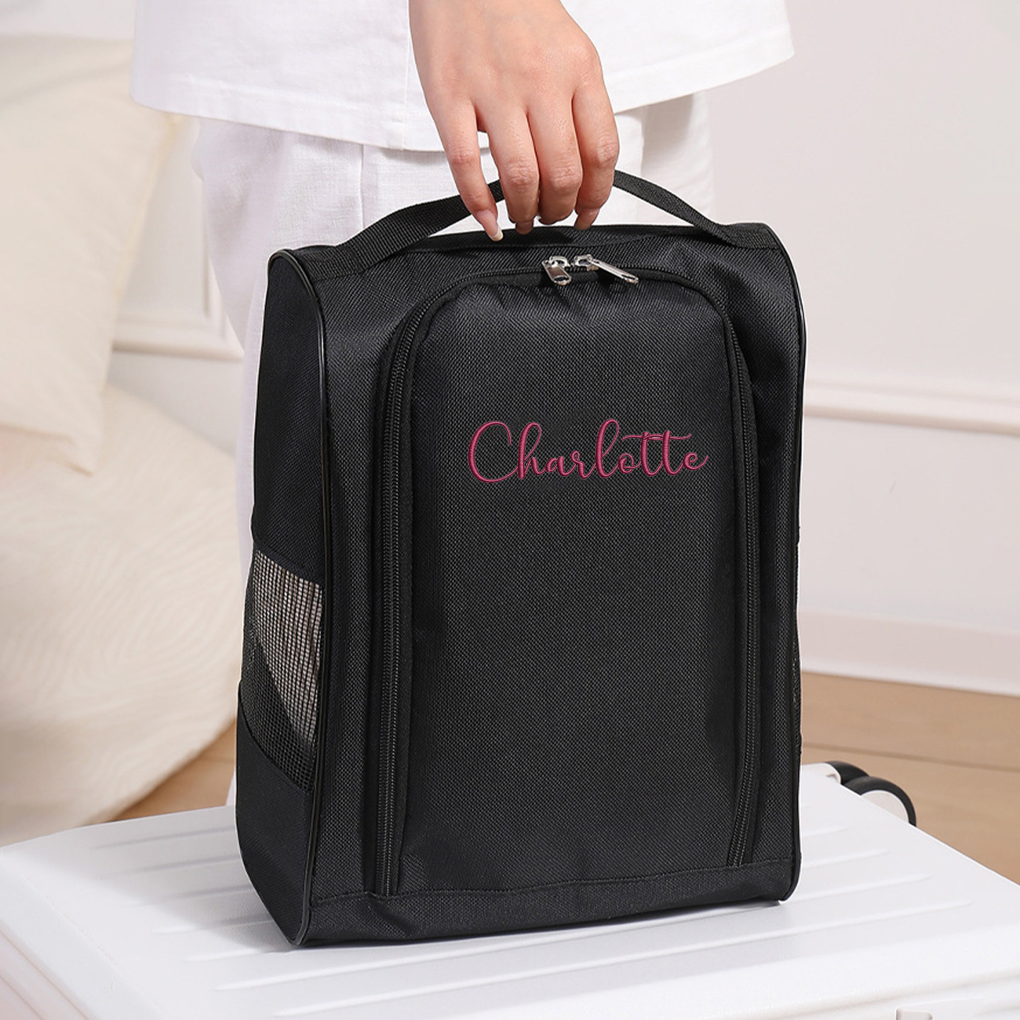 Customized Name Mesh Breathable Golf Shoe Storage Bag