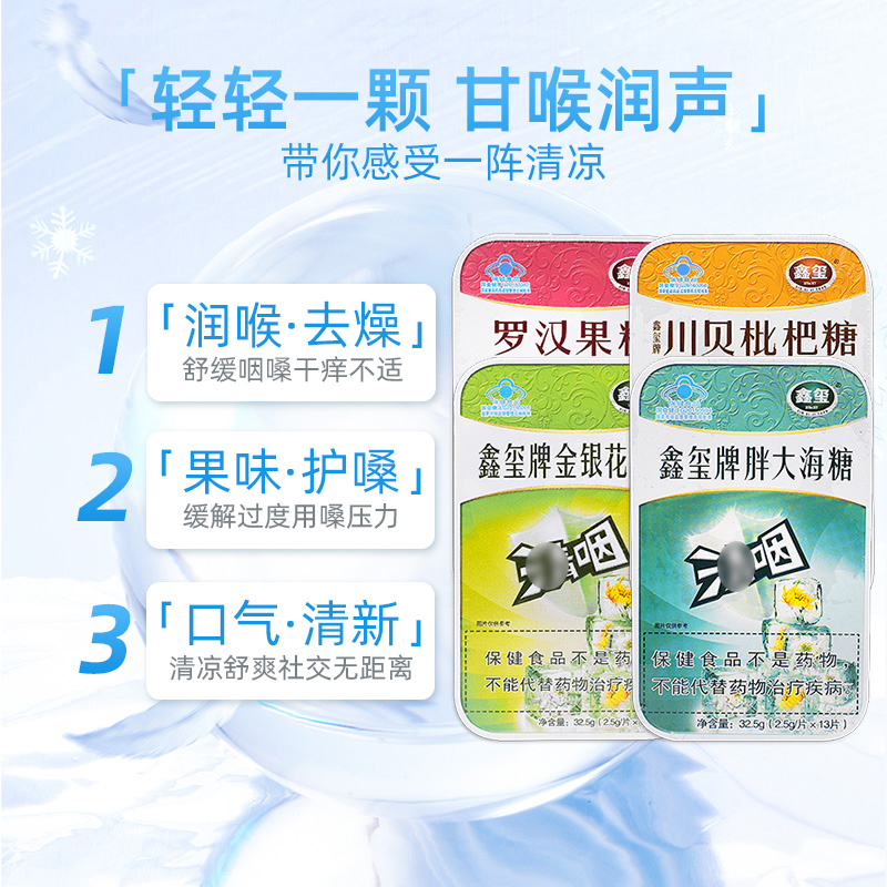 4盒装胖大海润喉糖果护嗓子教师喉咙痛罗汉果金银花含片清凉咽喉 - 图3