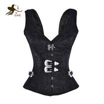 Steam Punk Wind Palace Tinted Black Braces steel boneback tight corset corset to collect abdominal small waist shapewear