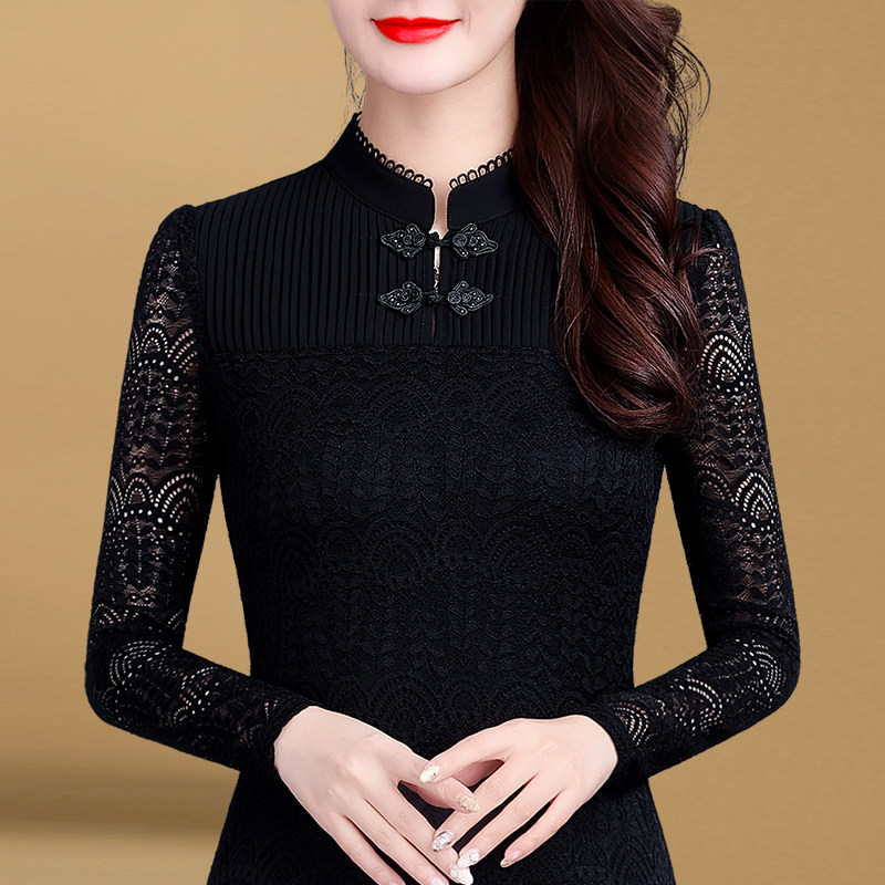 半高领蕾丝加绒长袖2021秋冬小衫 索茜丽蕾丝衫/雪纺衫