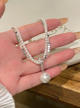 碎银子珍珠项链小众轻奢锁骨链