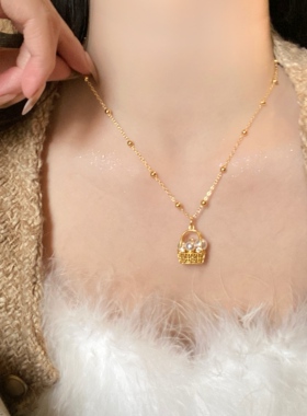 轻奢金色编织珍珠项链女小众设计