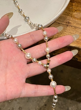 复古珍珠秋冬毛衣链轻奢项链