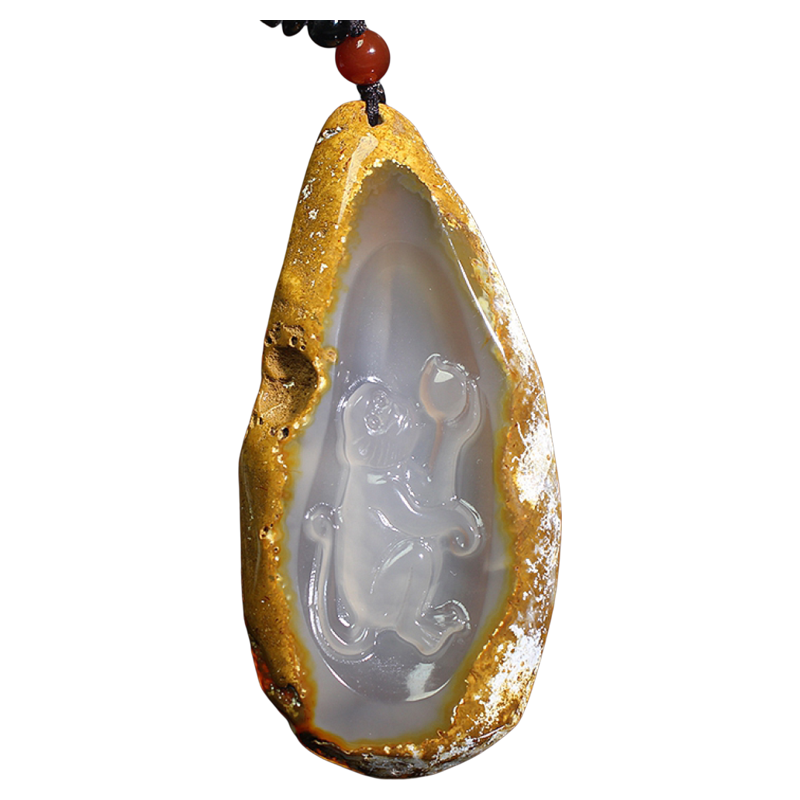 天然原矿带皮玛瑙挂件手把件福寿玉猴毛衣链大款挂坠玉石项坠男女,淘宝优惠券,粉丝福利购,淘宝优惠卷