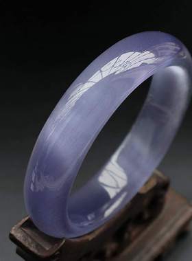 烟紫猫眼石手镯扁条镯子