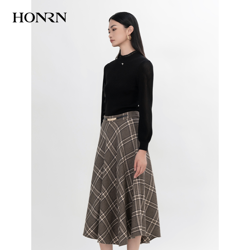 HONRN/红人修身高领打底羊毛衣针织衫内搭上衣女秋冬HI55OM103 - 图1