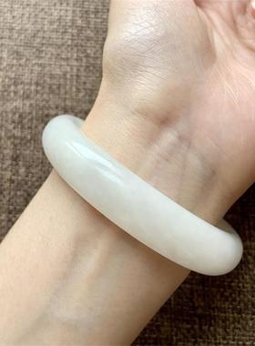 和田玉羊脂玉手镯冰细腻油干净润天然白玉美人镯正品收藏玉石镯子