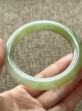 天然和田玉手镯晴水绿玉石美人镯青玉正装镯子首饰送证书53-56圈
