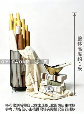 现代法式中古风样板房绘画主题画画组合书房搭配烛台书籍软装饰品