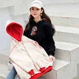 Бархатная хлопковая длинная демисезонная толстовка, куртка, в корейском стиле, средней длины, свободный крой