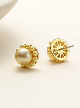 倪妮同款南洋金珠色极光琉璃正圆珍珠轻奢高级感锁骨项链耳钉