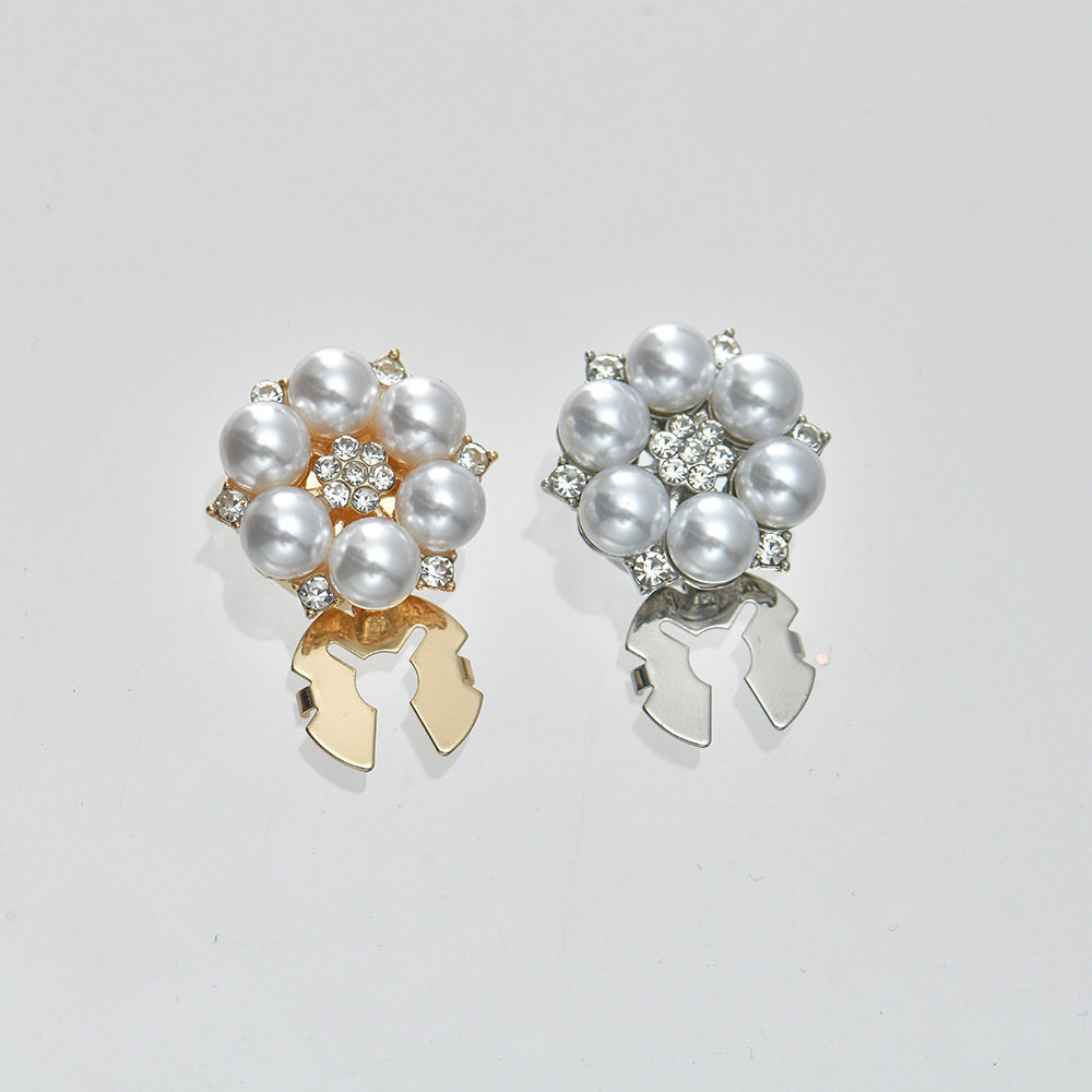 Ins博主同款复古珍珠太阳水钻花朵衬衫西装领扣袖扣免打孔高级感,淘宝优惠券,粉丝福利购,淘宝优惠卷