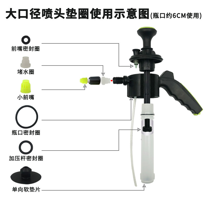 园艺家用浇花喷壶配件大全瓶身长嘴喷头气压式喷雾瓶打压胶圈喷嘴 - 图2