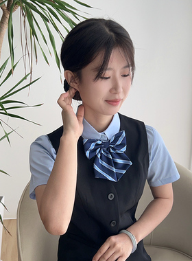 领结女头花套装条纹商务领带男