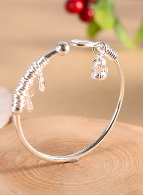 足银9999盘缠吉言招财猫手镯