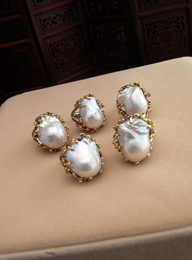 镀金巴洛克异形珍珠夸张女士戒指