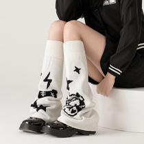 Strangu White Socks Womens Autumn Winter Heaps Stocking Sub Culture Knitted Leg Cover y2k Horn Wide Leg Jk Calf Socks