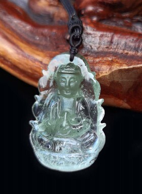 天然绿幽灵满天星观音吊坠招财