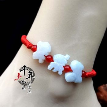 2024 Mascot Pig Carry Three-in-One Six-in-One Noble Anklet Natural Jade Bracelet ສໍາລັບຜູ້ຊາຍ ແລະແມ່ຍິງ