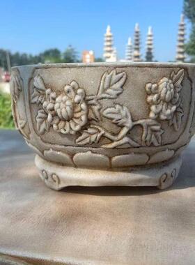 石雕花盆汉白玉鱼缸仿古