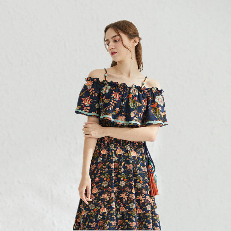 only . luu2020年新款印花连衣裙 柏翔鸟女装高端定制连衣裙