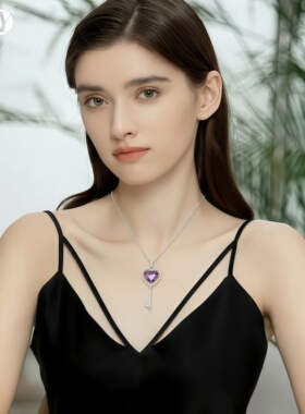 兰盈奥地利水晶心形钥匙项链