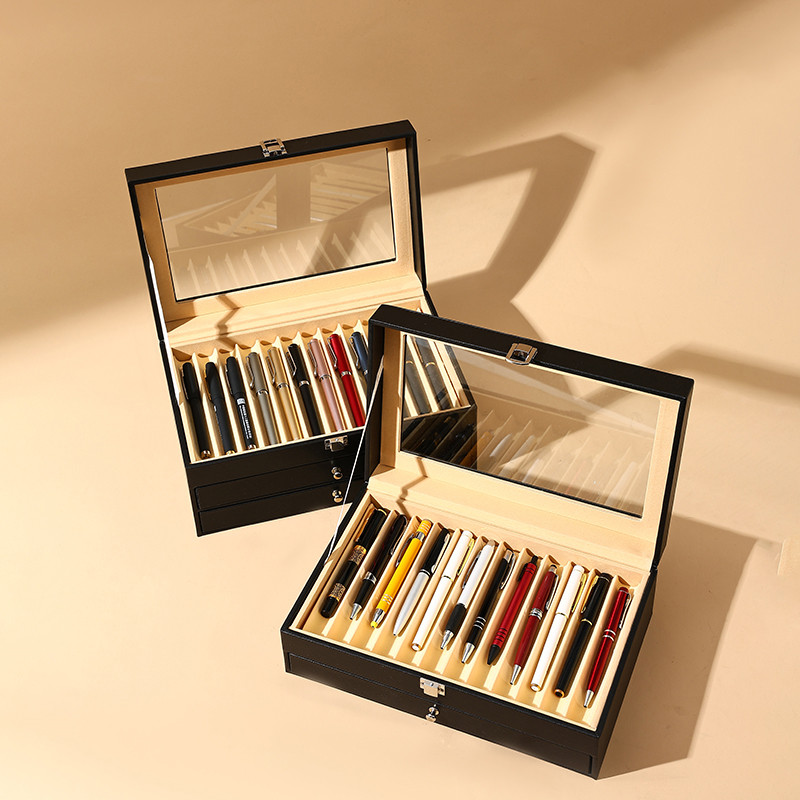 名鱼钢笔收纳盒收藏盒名笔陈列展示盒大容量钢笔箱高档礼物钢笔盒 - 图0