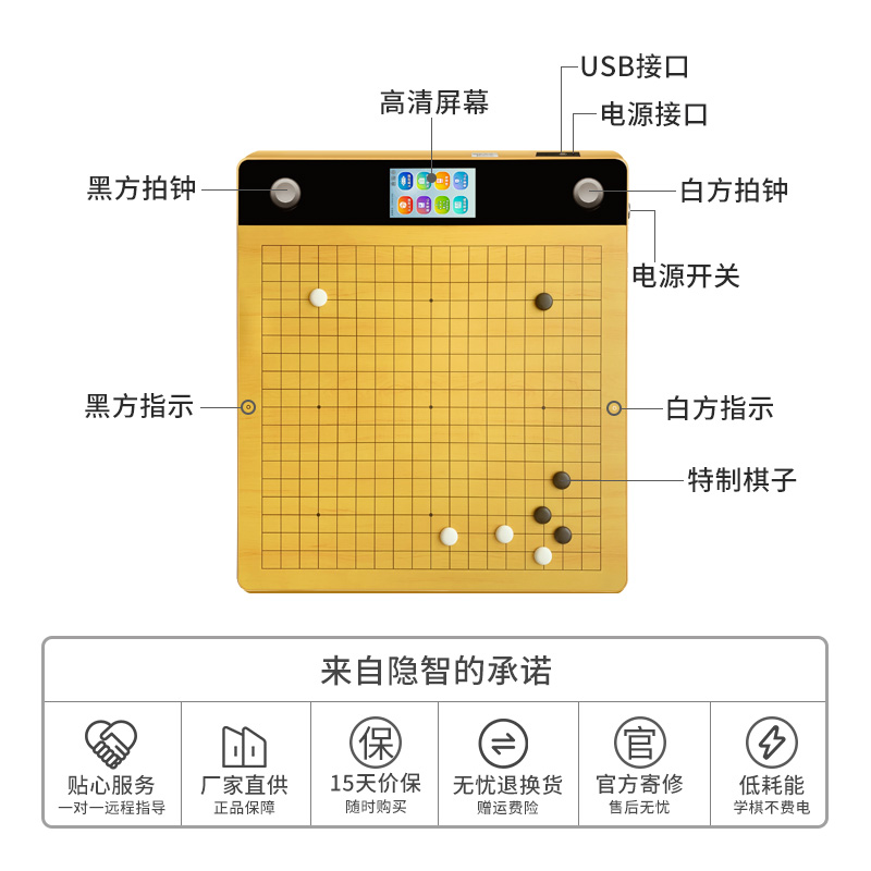 围棋电子棋盘 隐智智能棋盘3Plus 5G版 AI复盘做题对弈 教学 启蒙 - 图3