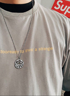 kanzao恶魔笑脸嘻哈潮ins项链