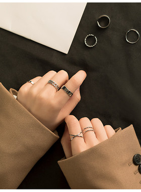 kanzao925纯银冷淡风ins复古戒指