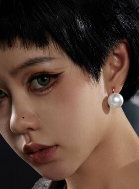 CC&OO港风复古夸张珍珠耳环女925纯银耳钩小众独特设计感耳饰品