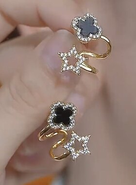 撤柜韩版时尚小众耳饰S银针欧美时尚花朵镶钻新款几何耳钉耳饰