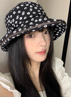 韩版可爱碎花夏天遮阳帽透气防晒太阳帽女防紫外线渔夫帽盆帽子女