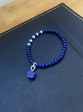 原创设计青金石珍珠玛瑙手链女款手串单圈简约小花