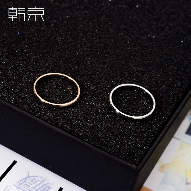 韩京情侣钛钢男女光面百搭简约对戒 韩京饰品戒指/指环