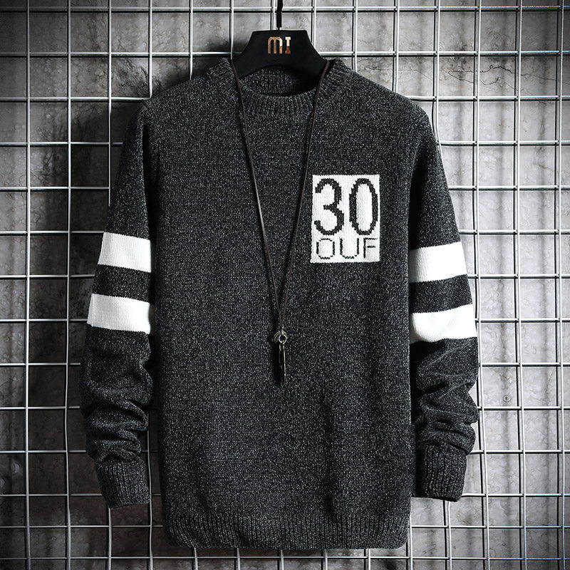 秋冬季男士韩版潮流个性加绒针织衫 外叁针织衫/毛衣