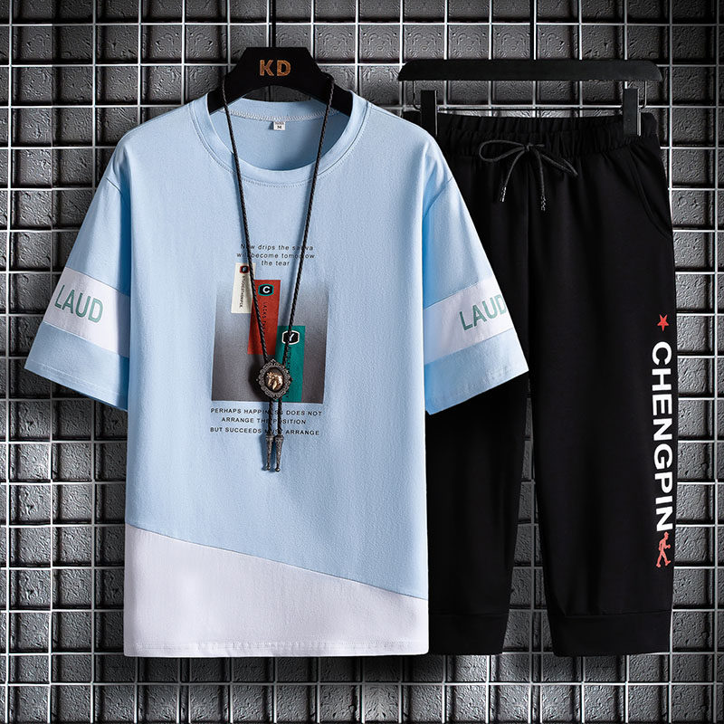 青少年夏季短袖男孩子夏装帅气t恤 外叁T恤