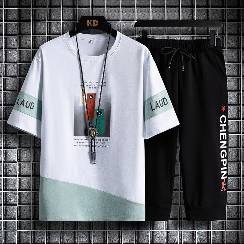 青少年夏季短袖男孩子夏装帅气t恤 外叁T恤