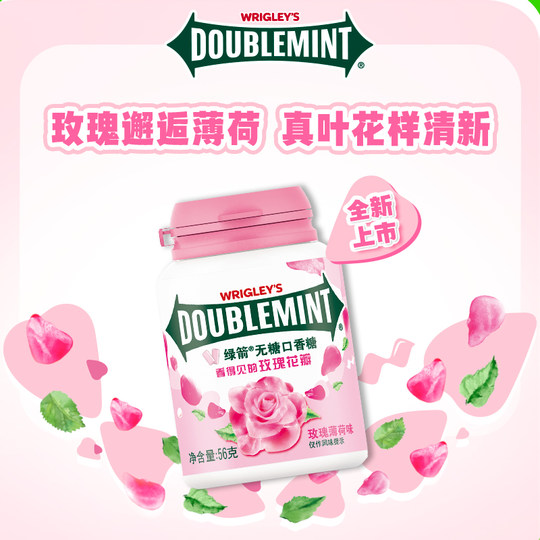 【白鹿同款】绿箭原味薄荷味无糖口香糖果约40粒56g清新口气休闲