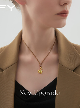 秋冬金色星毛衣项链女款轻奢高级感气质大气2025新款锁骨链毛衣链