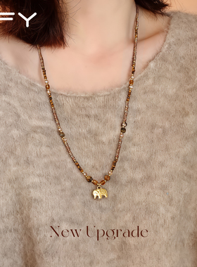 秋冬小吉象精致高级感毛衣链轻奢设计感小众串珠毛衣项链配饰长款