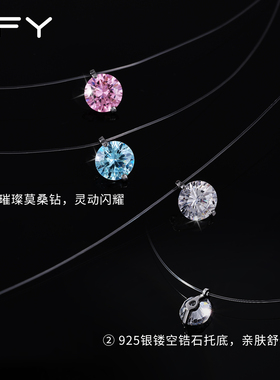 莫桑钻人鱼之泪项链独特2026新款爆款隐形鱼线高级感轻奢小众配饰