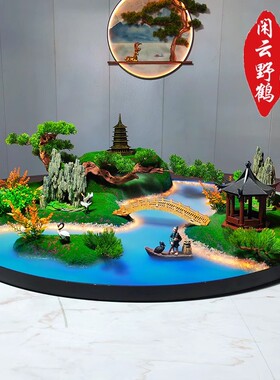 酒店餐桌中间摆件圆桌摆花转盘仿真花创意装饰景观新中式高端桌花